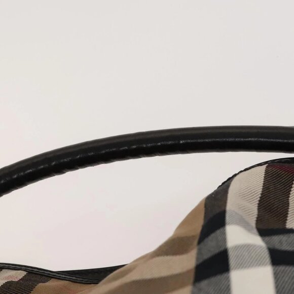 BURBERRY Nova Check Shoulder Bag Canvas 2way Beige Gold Auth 120971 - Picture 9 of 16